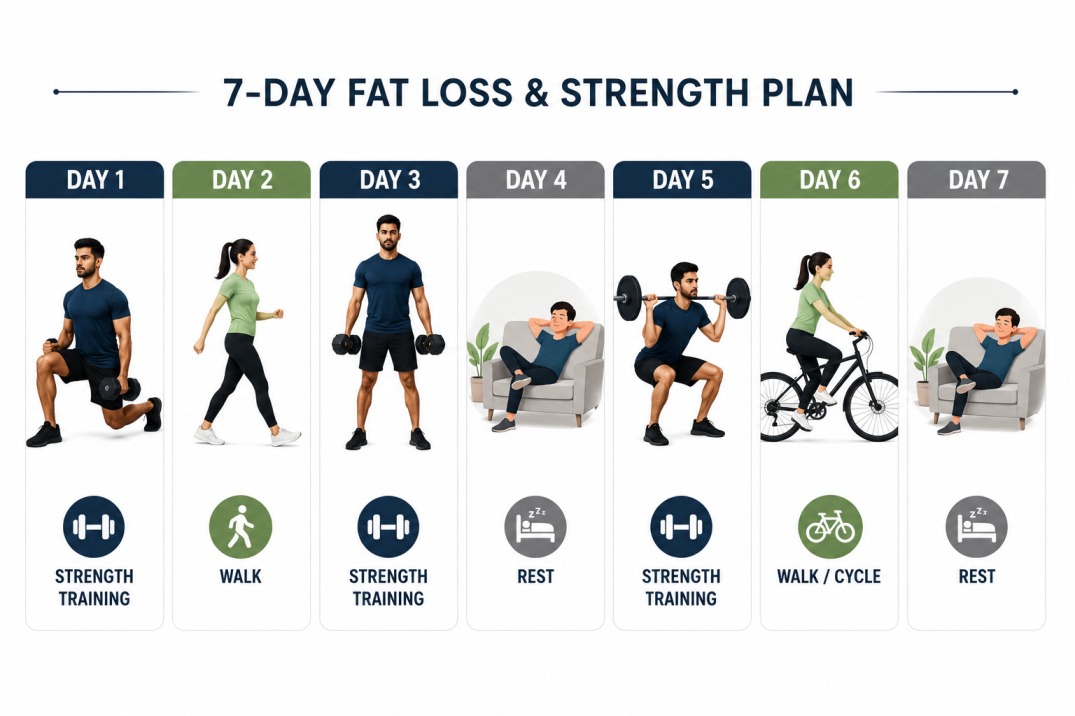 Woman doing a strength training workout compared with cardio for fat loss